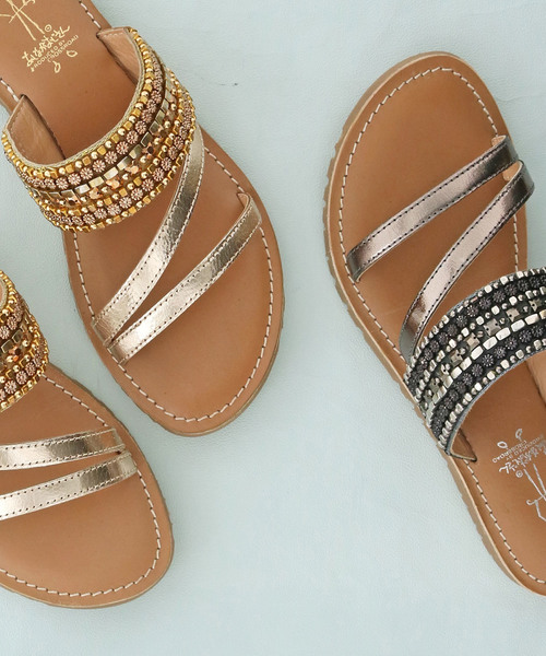 あしながおじさん（アシナガオジサン）の「〈あしながおじさん〉ビーズベルトサンダル（サンダル・レディース・ブラック/プラチナム/ガンメタ・LL/S/M/L）」の10枚目の写真