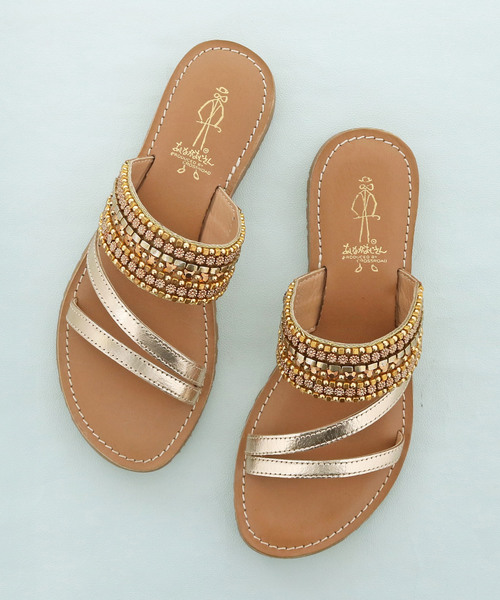 あしながおじさん（アシナガオジサン）の「〈あしながおじさん〉ビーズベルトサンダル（サンダル・レディース・ブラック/プラチナム/ガンメタ・LL/S/M/L）」の7枚目の写真