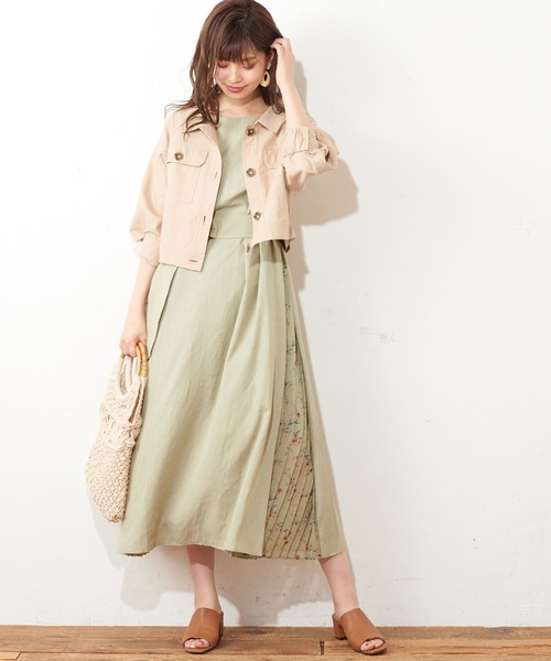 natural couture（ナチュラルクチュール）の「綿麻ライトショートブルゾン（ブルゾン・レディース・ライトベージュ/ミント/キャメル/ベージュ/カーキ・FREE）」の2枚目の写真