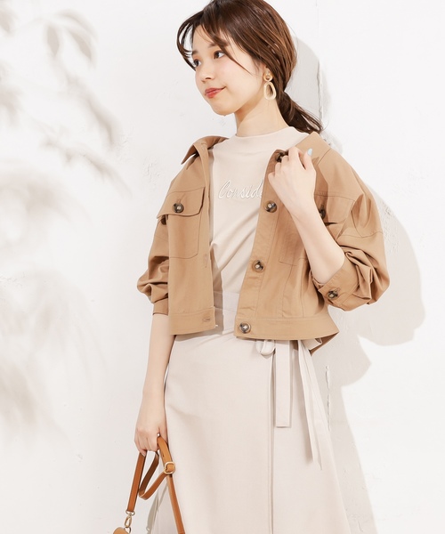 natural couture（ナチュラルクチュール）の「綿麻ライトショートブルゾン（ブルゾン・レディース・ライトベージュ/ミント/キャメル/ベージュ/カーキ・FREE）」の5枚目の写真