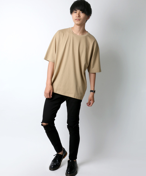 Lazar（ラザル）の「Lazar ビッグシルエット 無地 Tシャツ（Tシャツ/カットソー・メンズ・ホワイト/ブラック/ベージュ/オリーブ・M/L/LL）」の8枚目の写真