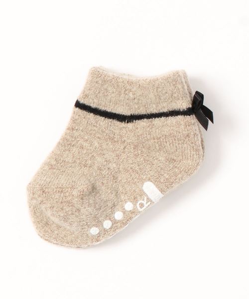 MR（まる）の「[9-24cm]ラインリボンソックス（ソックス/靴下・キッズ・ホワイト/ブラウン/レッド・SS/S/M/L/XXS）」の2枚目の写真