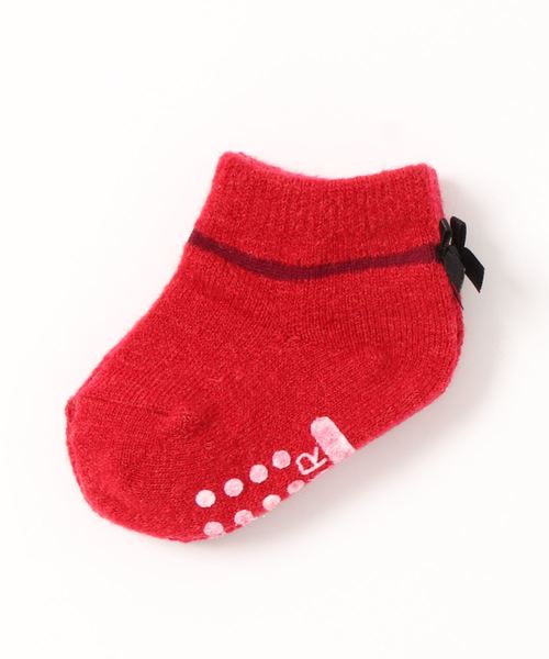 MR（まる）の「[9-24cm]ラインリボンソックス（ソックス/靴下・キッズ・ホワイト/ブラウン/レッド・SS/S/M/L/XXS）」の3枚目の写真