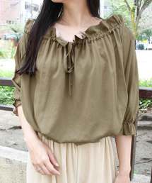 リボンオフショルブラウス