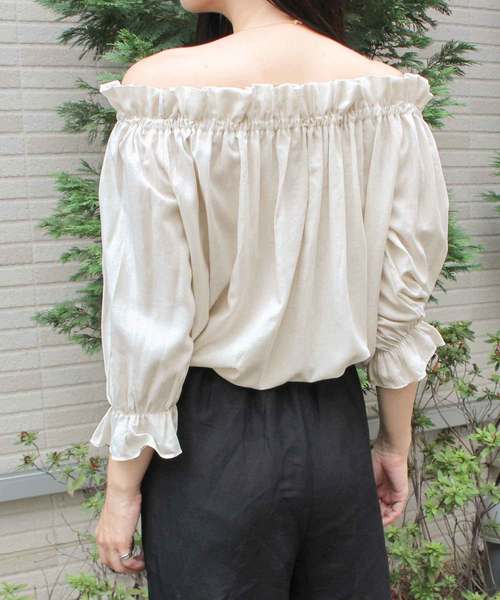 MODE ROBE（モードローブ）の「リボンオフショルブラウス（シャツ/ブラウス・レディース・ホワイト/ブラウン/ベージュ・FREE）」の7枚目の写真