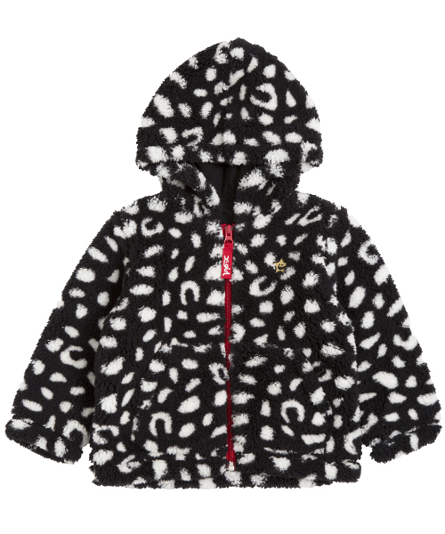 X-girl Stages（エックスガールステージス）の「LEOPARD FLUFFY BASIC HOODIE (12M～3T)（ブルゾン・キッズ・ブラック/ベージュ・12M/3T/2T）」の2枚目の写真