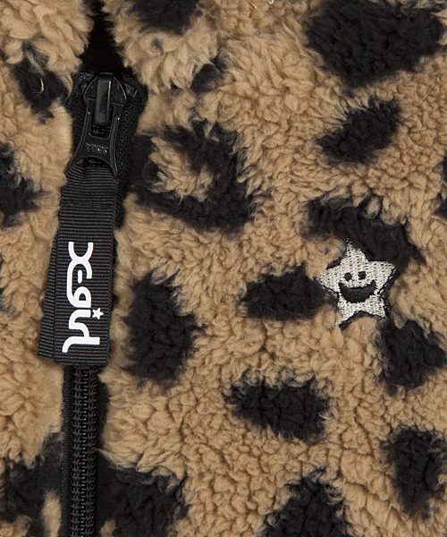 X-girl Stages（エックスガールステージス）の「LEOPARD FLUFFY BASIC HOODIE (12M～3T)（ブルゾン・キッズ・ブラック/ベージュ・12M/3T/2T）」の5枚目の写真