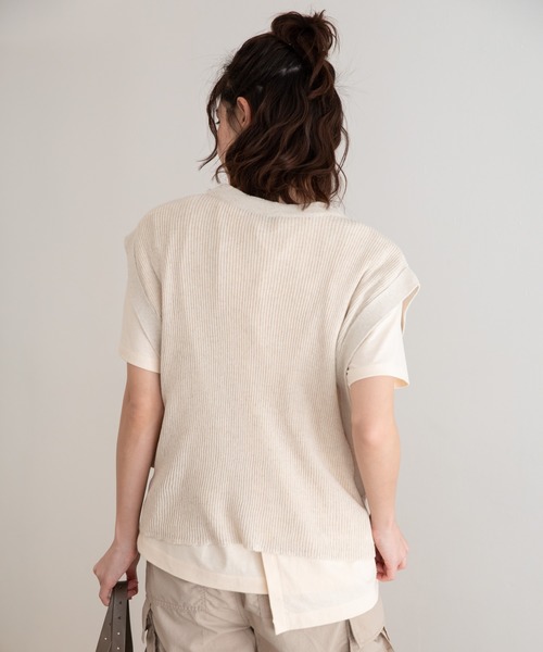 Munich（ミューニック）の「コットンリネンリブ　2WAYニットベスト/プルオーバー（ベスト・レディース・ネイビー/カーキ/キナリ・FREE）」の8枚目の写真