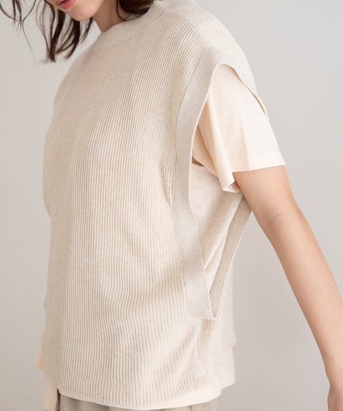 Munich（ミューニック）の「コットンリネンリブ　2WAYニットベスト/プルオーバー（ベスト・レディース・ネイビー/カーキ/キナリ・FREE）」の15枚目の写真