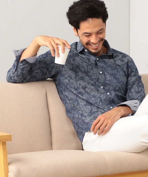 MEN'S BIGI(メンズビギ)の「【ウォッシャブル】花柄ジャカードシャツ(シャツ/ブラウス・メンズ・ピンク/ホワイト/ダークネイビー・01/02/03/04)」の21枚目の写真