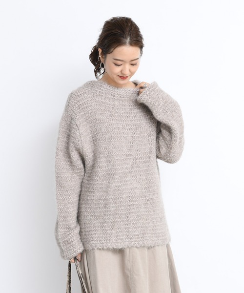 DouDou（ドゥドゥ）の「手編みガーターカーディガン（カーディガン/ボレロ・レディース・ベージュ/サックスブルー・FREE）」の6枚目の写真