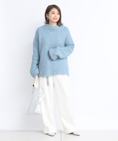 DouDou（ドゥドゥ）の「手編みガーターカーディガン（カーディガン/ボレロ・レディース・ベージュ/サックスブルー・FREE）」の15枚目の写真