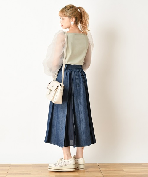 one after another NICE CLAUP（ワンアフターアナザーナイスクラップ）の「袖オーガンジーニット（ニット/セーター・レディース・ホワイト/ベージュ/ブラウン/ミント・FREE）」の13枚目の写真