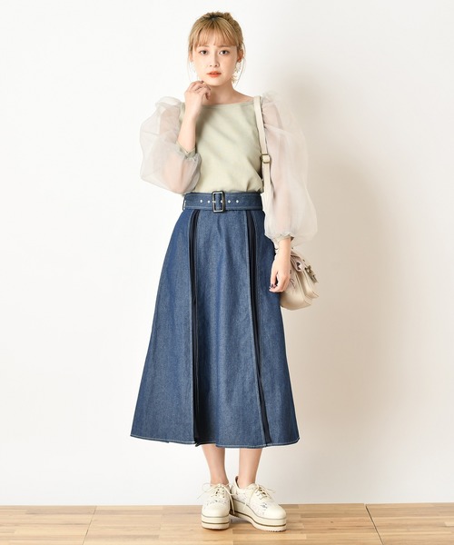 one after another NICE CLAUP（ワンアフターアナザーナイスクラップ）の「袖オーガンジーニット（ニット/セーター・レディース・ホワイト/ベージュ/ブラウン/ミント・FREE）」の12枚目の写真