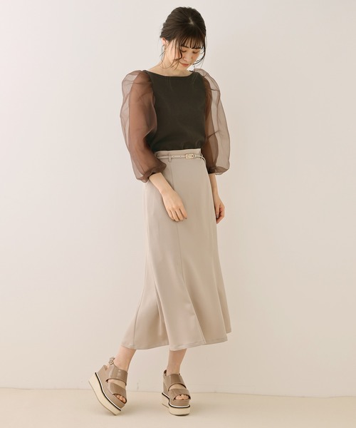 one after another NICE CLAUP（ワンアフターアナザーナイスクラップ）の「袖オーガンジーニット（ニット/セーター・レディース・ホワイト/ベージュ/ブラウン/ミント・FREE）」の20枚目の写真