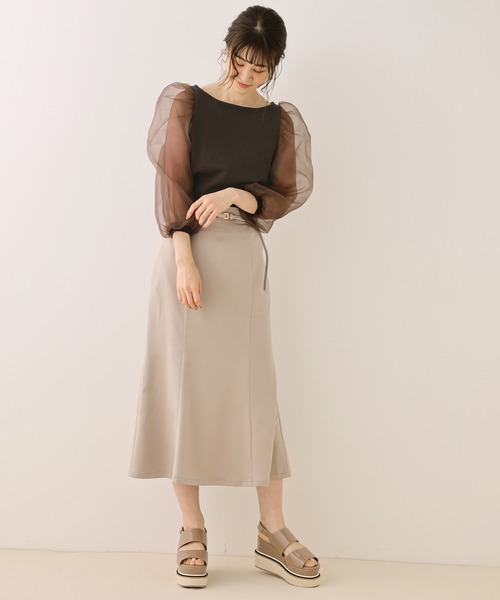 one after another NICE CLAUP（ワンアフターアナザーナイスクラップ）の「袖オーガンジーニット（ニット/セーター・レディース・ホワイト/ベージュ/ブラウン/ミント・FREE）」の21枚目の写真