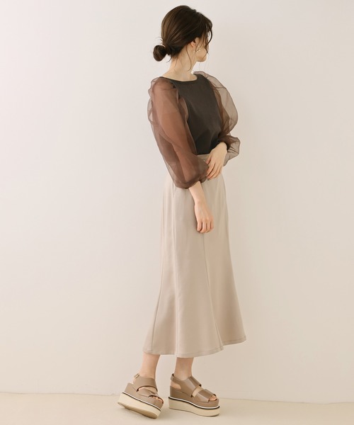 one after another NICE CLAUP（ワンアフターアナザーナイスクラップ）の「袖オーガンジーニット（ニット/セーター・レディース・ホワイト/ベージュ/ブラウン/ミント・FREE）」の22枚目の写真