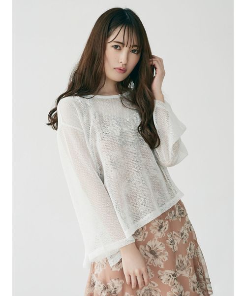 dazzlin（ダズリン）の「ティニーワッフルカットトップス（Tシャツ/カットソー・レディース・オフホワイト/ブルー/ベージュ・FREE）」の2枚目の写真