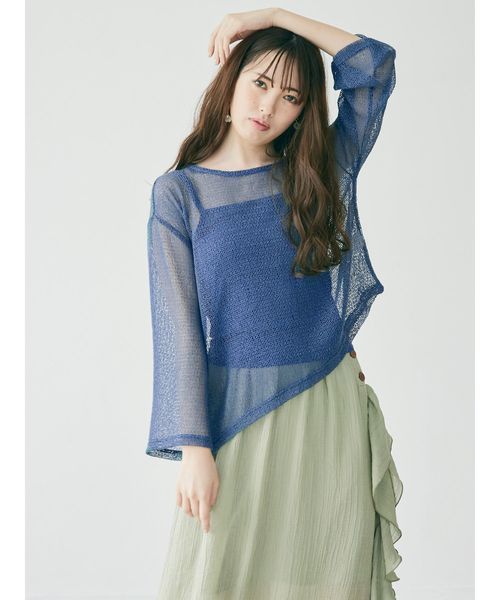 dazzlin（ダズリン）の「ティニーワッフルカットトップス（Tシャツ/カットソー・レディース・オフホワイト/ブルー/ベージュ・FREE）」の3枚目の写真