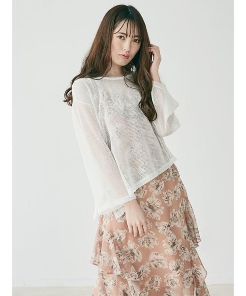 dazzlin（ダズリン）の「ティニーワッフルカットトップス（Tシャツ/カットソー・レディース・オフホワイト/ブルー/ベージュ・FREE）」の5枚目の写真