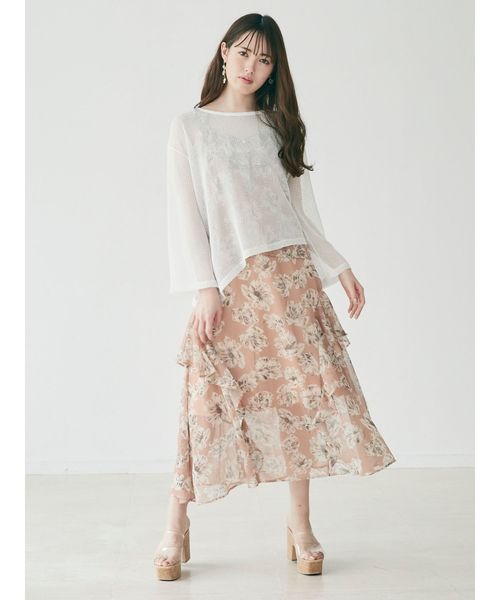 dazzlin（ダズリン）の「ティニーワッフルカットトップス（Tシャツ/カットソー・レディース・オフホワイト/ブルー/ベージュ・FREE）」の6枚目の写真