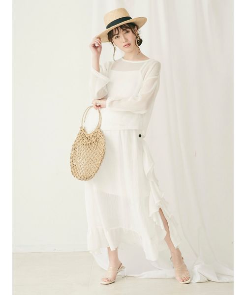 dazzlin（ダズリン）の「ティニーワッフルカットトップス（Tシャツ/カットソー・レディース・オフホワイト/ブルー/ベージュ・FREE）」の7枚目の写真