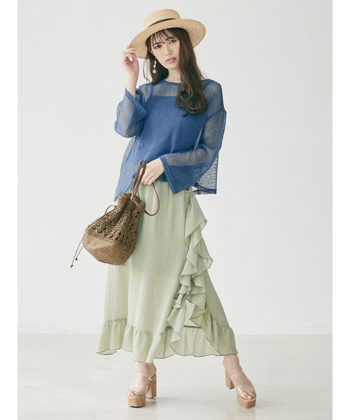 dazzlin（ダズリン）の「ティニーワッフルカットトップス（Tシャツ/カットソー・レディース・オフホワイト/ブルー/ベージュ・FREE）」の10枚目の写真