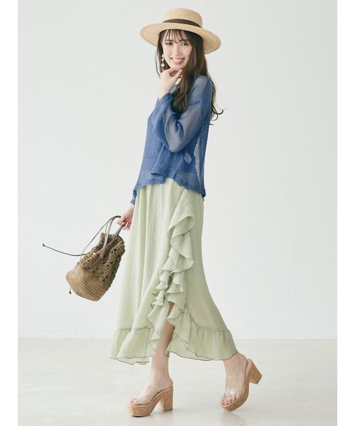 dazzlin（ダズリン）の「ティニーワッフルカットトップス（Tシャツ/カットソー・レディース・オフホワイト/ブルー/ベージュ・FREE）」の11枚目の写真