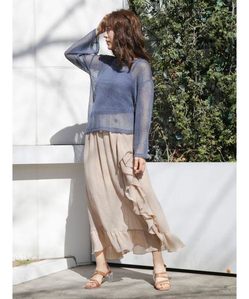 dazzlin（ダズリン）の「ティニーワッフルカットトップス（Tシャツ/カットソー・レディース・オフホワイト/ブルー/ベージュ・FREE）」の19枚目の写真