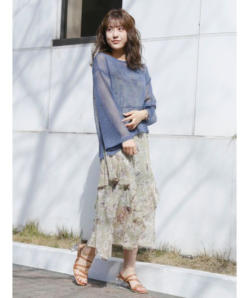 dazzlin（ダズリン）の「ティニーワッフルカットトップス（Tシャツ/カットソー・レディース・オフホワイト/ブルー/ベージュ・FREE）」の20枚目の写真