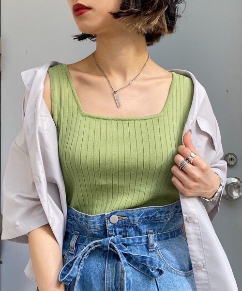 PAGEBOY（ページボーイ）の「ニットスクエアタンク（タンクトップ・レディース・ブラック/オフホワイト/グレイッシュベージュ/イエロー系その他/ブルー・FREE）」の21枚目の写真