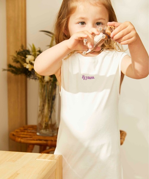 ＆yam（アンドヤム）の「ワンポイントロゴフレンチスリーブワンピース（ワンピース・キッズ・ブラック/ホワイト/ベージュ・120/140/150/110/90/130/100）」の9枚目の写真