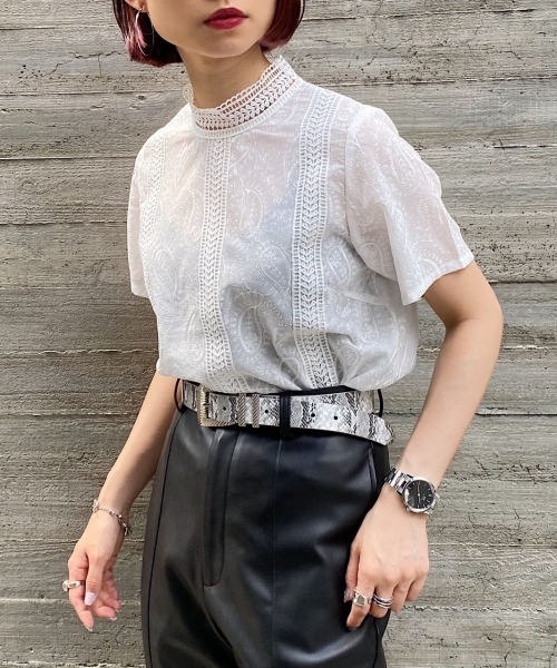 PAGEBOY（ページボーイ）の「ペイズリーレースSS（シャツ/ブラウス・レディース・オフホワイト/ブラック・FREE）」の3枚目の写真