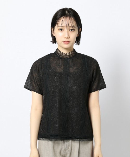 PAGEBOY（ページボーイ）の「ペイズリーレースSS（シャツ/ブラウス・レディース・オフホワイト/ブラック・FREE）」の6枚目の写真