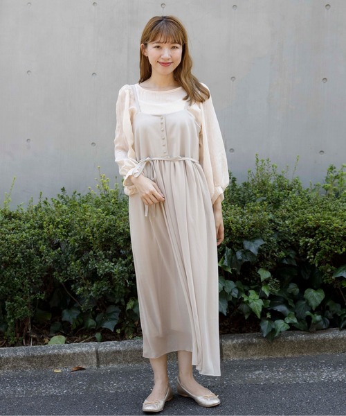 flower(フラワー)の「フォギーキャミワンピ(ワンピース・レディース・ベージュ/ブラウン・FREE)」の2枚目の写真