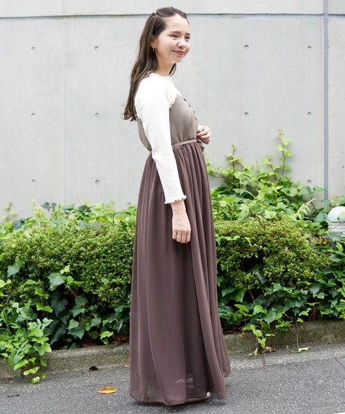 flower(フラワー)の「フォギーキャミワンピ(ワンピース・レディース・ベージュ/ブラウン・FREE)」の9枚目の写真