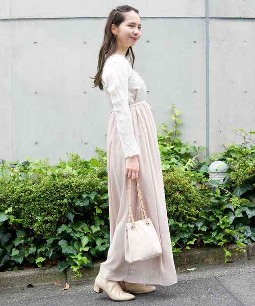 flower(フラワー)の「フォギーキャミワンピ(ワンピース・レディース・ベージュ/ブラウン・FREE)」の4枚目の写真