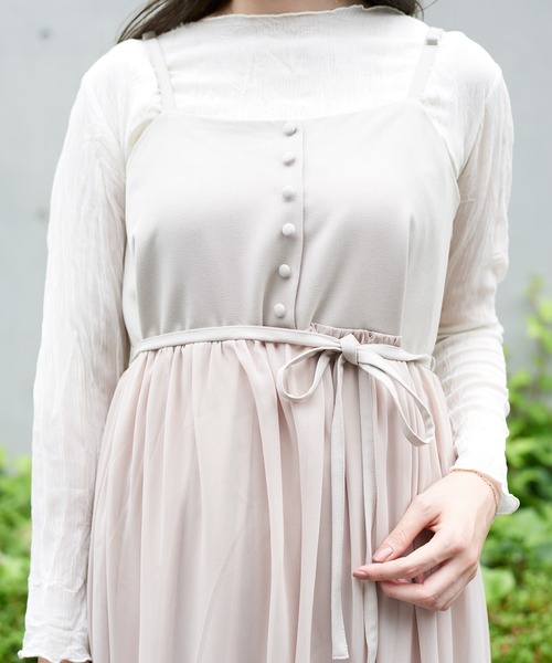 flower(フラワー)の「フォギーキャミワンピ(ワンピース・レディース・ベージュ/ブラウン・FREE)」の6枚目の写真