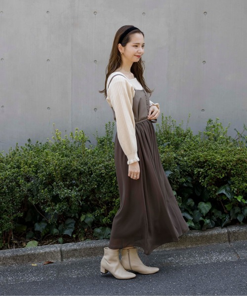 flower(フラワー)の「フォギーキャミワンピ(ワンピース・レディース・ベージュ/ブラウン・FREE)」の18枚目の写真