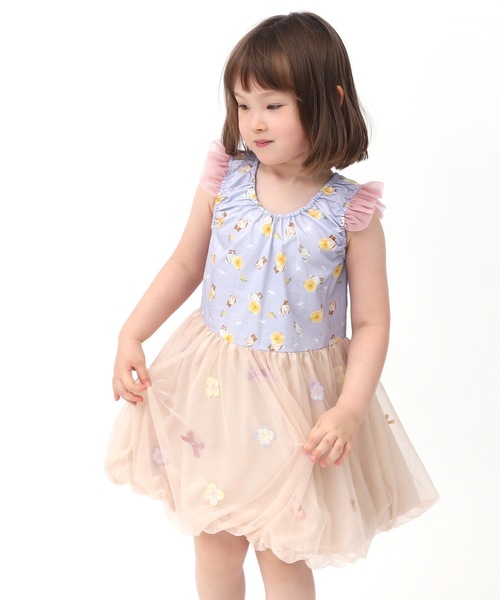 セール お花とリボンのバルーンワンピ おすましキャット 80 100cm ワンピース Panpantutu パンパンチュチュ のファッション通販 Zozotown