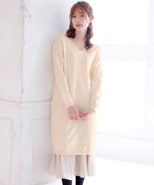 セール Vネック長袖ミモレ丈ニットワンピース ワンピース Primazel プリマゼル のファッション通販 Zozotown