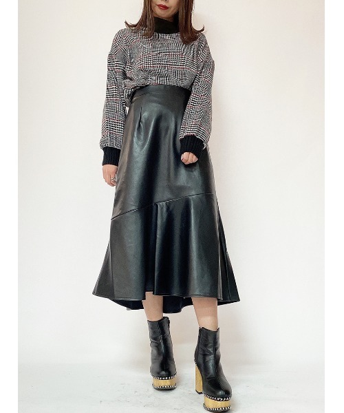 one way(ワンウェイ)の「切替レザーマーメイドSK(スカート・レディース・ベージュ/ブラック/ライトブラウン・FREE)」の2枚目の写真