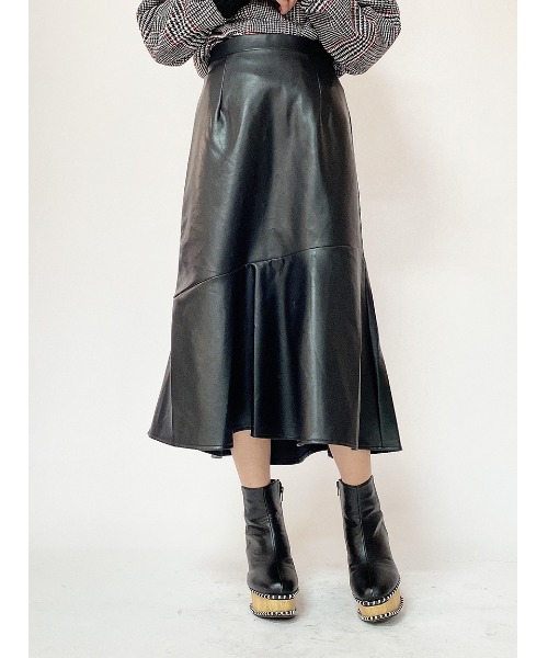 one way(ワンウェイ)の「切替レザーマーメイドSK(スカート・レディース・ベージュ/ブラック/ライトブラウン・FREE)」の6枚目の写真