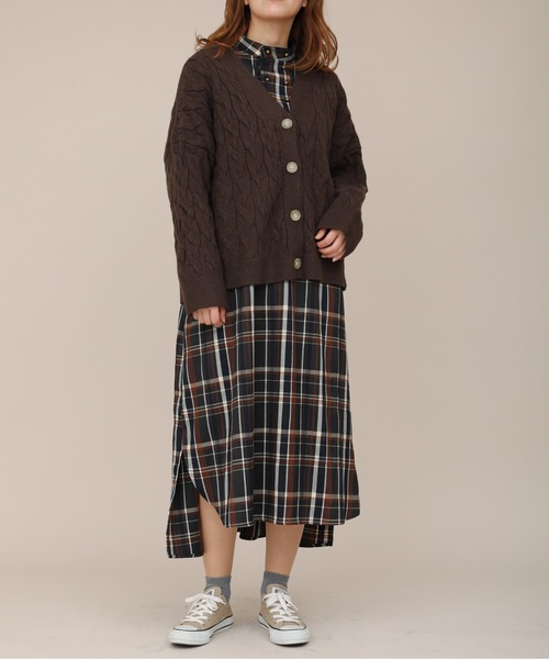 sakishimatokyo（サキシマトーキョー）の「【ZOZO限定】サキシマamp「チェックワンピース」（ワンピース・レディース・ネイビー/カーキ・FREE）」の14枚目の写真