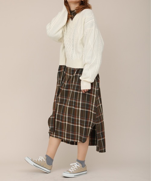 sakishimatokyo（サキシマトーキョー）の「【ZOZO限定】サキシマamp「チェックワンピース」（ワンピース・レディース・ネイビー/カーキ・FREE）」の7枚目の写真