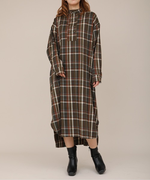 sakishimatokyo（サキシマトーキョー）の「【ZOZO限定】サキシマamp「チェックワンピース」（ワンピース・レディース・ネイビー/カーキ・FREE）」の21枚目の写真