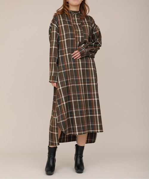 sakishimatokyo（サキシマトーキョー）の「【ZOZO限定】サキシマamp「チェックワンピース」（ワンピース・レディース・ネイビー/カーキ・FREE）」の22枚目の写真