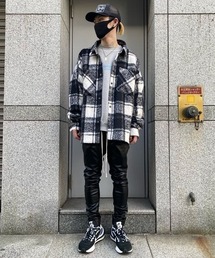 DANKE SCHON | DankeSchon/ダンケシェーン/バックネックボタンウールチェックシャツ(シャツ/ブラウス)