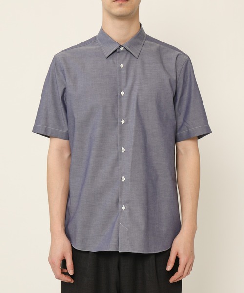 KASHIYAMA（カシヤマ）の「ショートポイントレギュラーショートスリーブ　ロイヤルオックス　カジュアルテイルシャツ（シャツ/ブラウス・メンズ・ホワイト/ネイビー・マルチサイズ）」の16枚目の写真