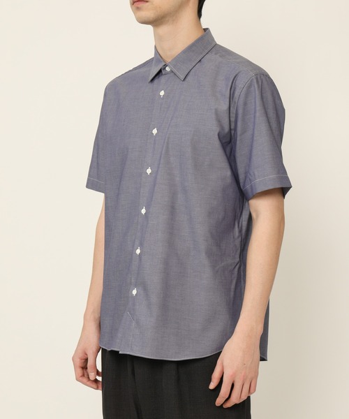 KASHIYAMA（カシヤマ）の「ショートポイントレギュラーショートスリーブ　ロイヤルオックス　カジュアルテイルシャツ（シャツ/ブラウス・メンズ・ホワイト/ネイビー・マルチサイズ）」の8枚目の写真